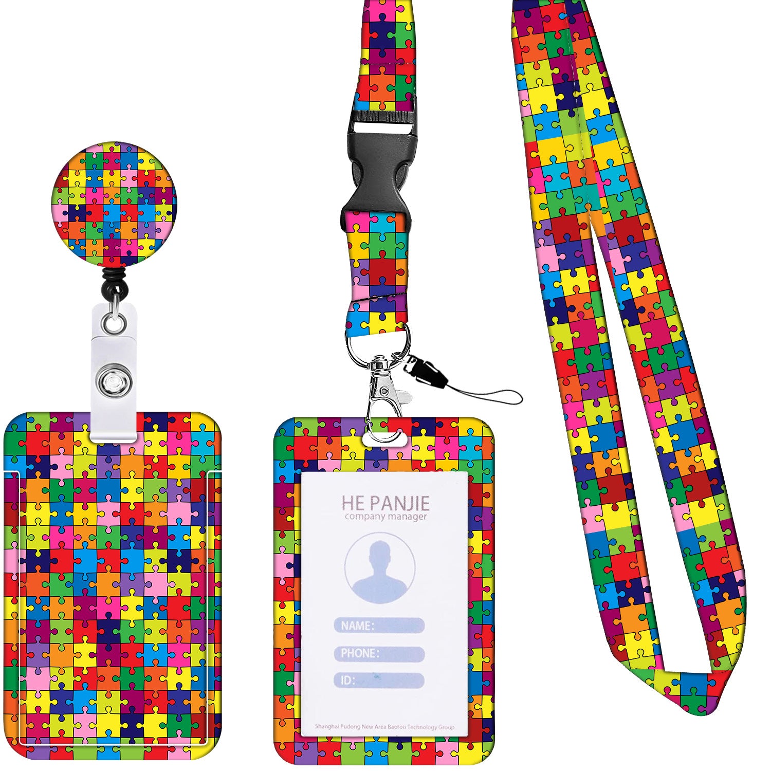 Wholesale Badge Reels Plastic Coffee LGBT Rainbow Card Holder Retractable Keychain